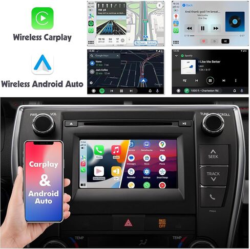 صندوق ذكي لاستقبال السيارات اللاسلكي CarPlay & Android لسيارة Toyota Touch2 & Entune2.0 2014-2019 مجموعة التحديثية للواجهة لـ Corolla/Prius/RAV4/Highlander/Sienna/Tacoma/Yaris/Avalon/Tundra/Verso/Camry in Kuwait