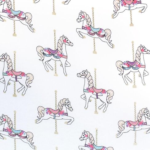 Hudson Baby Unisex Baby Cotton Fitted Crib Sheet, Carousel Horse, One Size in Saudi Arabia