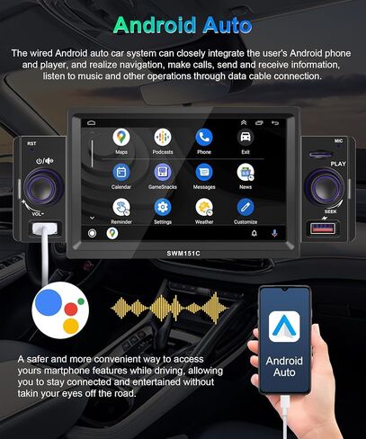راديو Din واحد مع Apple Carplay Android Auto، Podofo 5 بوصة HD شاشة تعمل باللمس ستيريو سيارة مع وصلة مرآة راديو FM بلوتوث/USB/TF/AUX-in أجهزة استقبال الصوت مع كاميرا احتياطية عالية الدقة وميكروفون خارجي in Saudi Arabia
