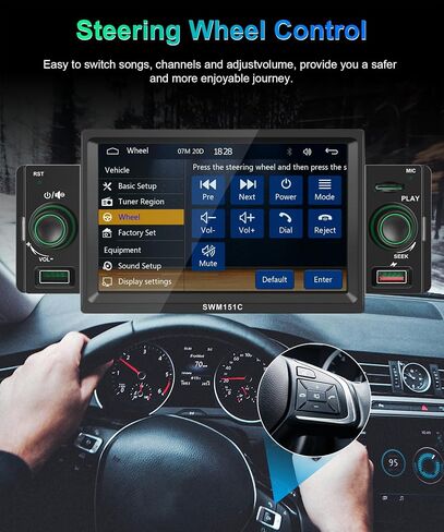 راديو Din واحد مع Apple Carplay Android Auto، Podofo 5 بوصة HD شاشة تعمل باللمس ستيريو سيارة مع وصلة مرآة راديو FM بلوتوث/USB/TF/AUX-in أجهزة استقبال الصوت مع كاميرا احتياطية عالية الدقة وميكروفون خارجي in Saudi Arabia