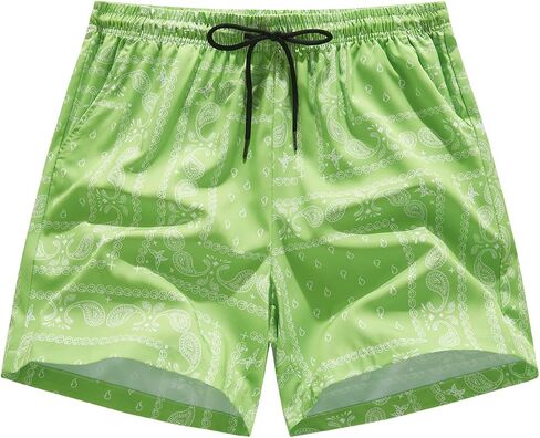 Men's Boho Paisley Print Summer Casual Drawstring Waist Track Shorts with Pockets in Kuwait