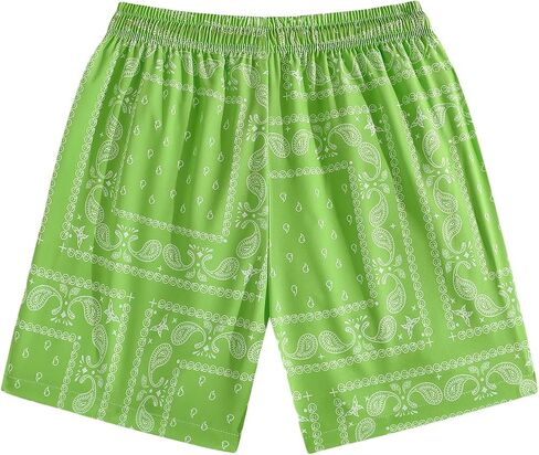 Men's Boho Paisley Print Summer Casual Drawstring Waist Track Shorts with Pockets in Kuwait