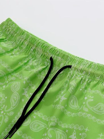 Men's Boho Paisley Print Summer Casual Drawstring Waist Track Shorts with Pockets in Kuwait