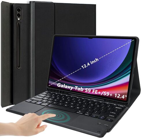 حافظة لوحة مفاتيح لجهاز Samsung Galaxy Tab S9 FE+/S9+ 2023/S8+ 2022/S7 FE 2021/S7+ 2020 مقاس 12.4 بوصة، لوحة مفاتيح متعددة اللمس قابلة للفصل لجهاز Galaxy 12.4 بوصة مع حامل قلم S، حافظة مغناطيسية رفيعة للغاية in Saudi Arabia