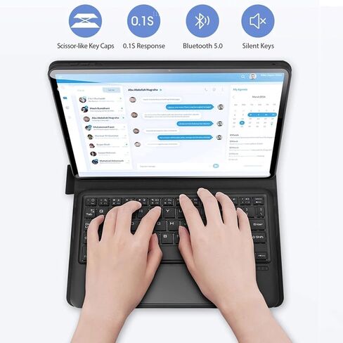 حافظة لوحة مفاتيح لجهاز Samsung Galaxy Tab S9 FE+/S9+ 2023/S8+ 2022/S7 FE 2021/S7+ 2020 مقاس 12.4 بوصة، لوحة مفاتيح متعددة اللمس قابلة للفصل لجهاز Galaxy 12.4 بوصة مع حامل قلم S، حافظة مغناطيسية رفيعة للغاية in Saudi Arabia