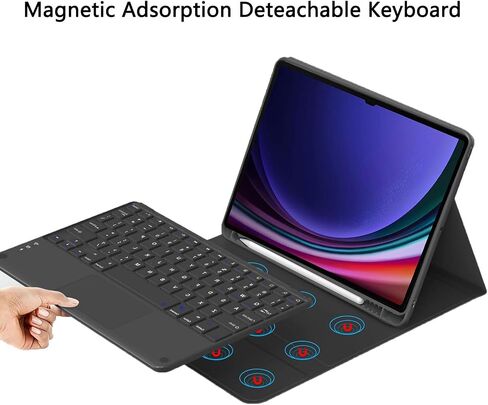 حافظة لوحة مفاتيح لجهاز Samsung Galaxy Tab S9 FE+/S9+ 2023/S8+ 2022/S7 FE 2021/S7+ 2020 مقاس 12.4 بوصة، لوحة مفاتيح متعددة اللمس قابلة للفصل لجهاز Galaxy 12.4 بوصة مع حامل قلم S، حافظة مغناطيسية رفيعة للغاية in Saudi Arabia