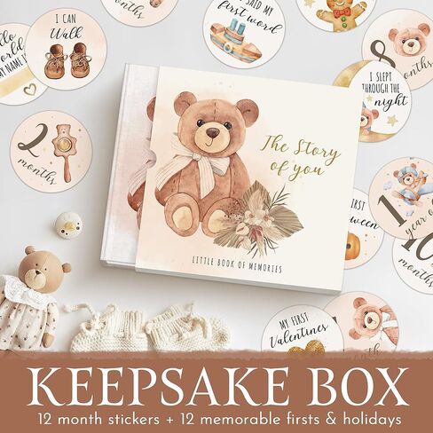 كتاب ذاكرة الطفل ذو التصميم الأنيق للأولاد والبنات، مجلة الطفل 5 سنوات مع غلاف تذكار، يجب أن تمتلك الأم لأول مرة 24 ملصقًا مميزًا للأطفال، أو سجل قصاصات أو ألبوم صور. in Kuwait