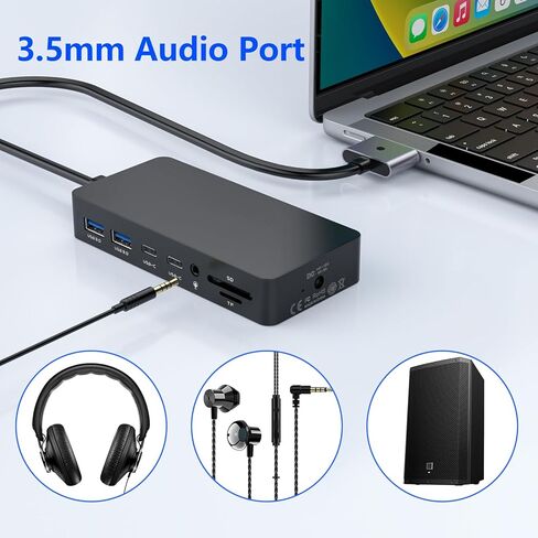 محطة إرساء MacBook Pro ثلاثية شاشات HDMI + VGA مزدوجة، قاعدة إرساء MacBook Pro Air 12 في 2، شاشات متعددة لجهاز MacBook Pro/Air مع شرائح Intel، شاشات فردية لجهاز MacBook Pro/Air مع شرائح M in Kuwait
