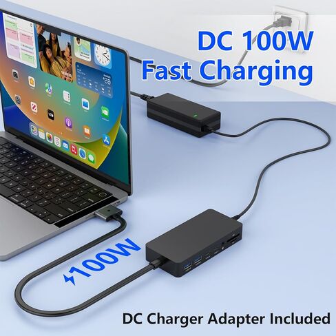 محطة إرساء MacBook Pro ثلاثية شاشات HDMI + VGA مزدوجة، قاعدة إرساء MacBook Pro Air 12 في 2، شاشات متعددة لجهاز MacBook Pro/Air مع شرائح Intel، شاشات فردية لجهاز MacBook Pro/Air مع شرائح M in Kuwait