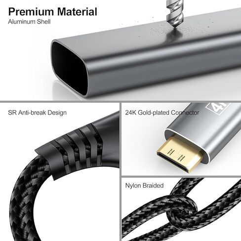 كابل USB C إلى Mini HDMI بطول 3 أقدام، سلك 4K USB من النوع C إلى Mini HDMI 2.0 عالي السرعة (4K@30 هرتز، 2K@60 هرتز، 1080P، HDR، ثلاثي الأبعاد، ARC) للشاشة المحمولة، MacBook، الكمبيوتر المحمول، iPhone 15/Pro/ ماكس، جالاكسي 24/23، آيباد برو in Kuwait