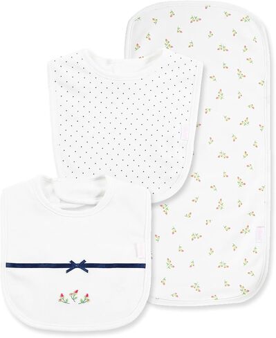 Little Me Baby 100% Cotton Gender Neutral Rosebud 3pcs Bib and Burb Set, 1 Size in Saudi Arabia