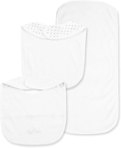 Little Me Baby 100% Cotton Gender Neutral Rosebud 3pcs Bib and Burb Set, 1 Size in Saudi Arabia