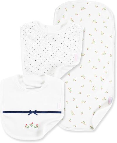 Little Me Baby 100% Cotton Gender Neutral Rosebud 3pcs Bib and Burb Set, 1 Size in Saudi Arabia
