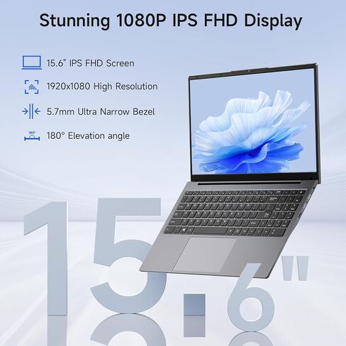 Bmax 15.6 بوصة كمبيوتر محمول، 16 جيجابايت رام 512 جيجابايت SSD، معالج Intel N95 رباعي النواة (يصل إلى 3.4 جيجا هرتز)، شاشة 15.6 بوصة FHD IPS، كمبيوتر محمول Window 11، HDMI، WiFi 5، BT 5.0، USB3.0، عمر بطارية طويل، خفيف ورقيق كمبيوتر محمول للألعاب in Kuwait