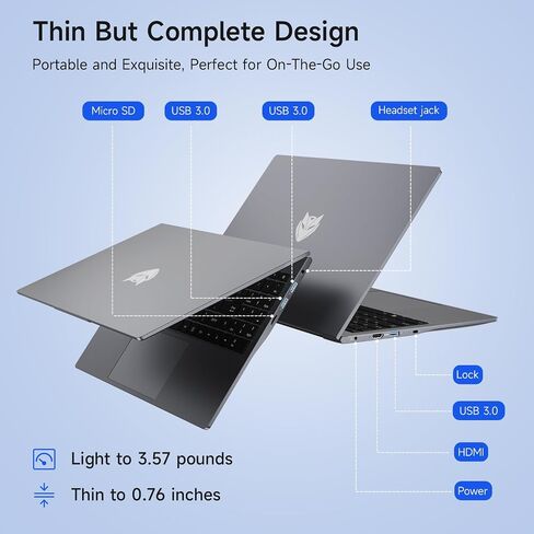 Bmax 15.6 بوصة كمبيوتر محمول، 16 جيجابايت رام 512 جيجابايت SSD، معالج Intel N95 رباعي النواة (يصل إلى 3.4 جيجا هرتز)، شاشة 15.6 بوصة FHD IPS، كمبيوتر محمول Window 11، HDMI، WiFi 5، BT 5.0، USB3.0، عمر بطارية طويل، خفيف ورقيق كمبيوتر محمول للألعاب in Kuwait