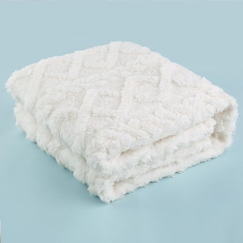 Baby Blanket for Boys Girls - Fuzzy Super Soft Cozy Warm Fleece Blanket Baby Size for All Season Use, Lightweight Breathable Plush Blanket for Baby Showers Sleeping (White, 30"×40") in Saudi Arabia