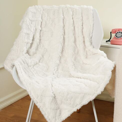 Baby Blanket for Boys Girls - Fuzzy Super Soft Cozy Warm Fleece Blanket Baby Size for All Season Use, Lightweight Breathable Plush Blanket for Baby Showers Sleeping (White, 30"×40") in Saudi Arabia