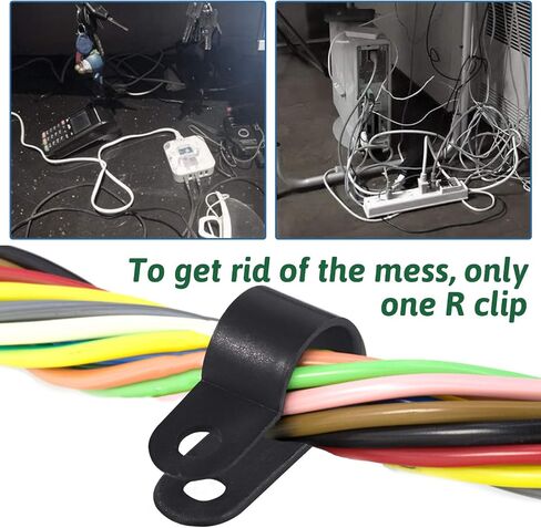 Keadic Cable Clamp 60 حزمة من النايلون الأسود من النوع R مجموعة متنوعة من مشابك تثبيت الحبل مع 135 حزمة من مسامير الفولاذ المقاوم للصدأ، رائعة لإدارة الأسلاك (3/4 بوصة، أسود) in Saudi Arabia