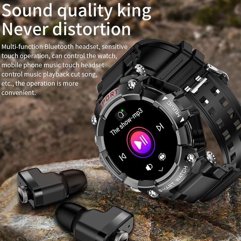 Smart Watch with Earbuds, 1.52-inch AMDLED Screen, 8763EW Chip, Sport Watch, Bluetooth Message Notification, Answer/Dial Calls, Spanish Language Support in Saudi Arabia