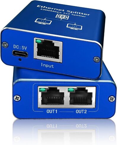 Ethernet Splitter 1 to 2 High Speed 1000Mbps, Gigabit Ethernet Splitter, LAN Splitter Dual LAN RJ45 Port Router Switch for Cat5/5e/6/7/8 Cable, IEEE 802.3 Compliant Plug and Play in Saudi Arabia