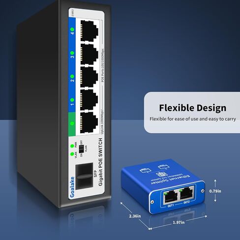 Ethernet Splitter 1 to 2 High Speed 1000Mbps, Gigabit Ethernet Splitter, LAN Splitter Dual LAN RJ45 Port Router Switch for Cat5/5e/6/7/8 Cable, IEEE 802.3 Compliant Plug and Play in Saudi Arabia