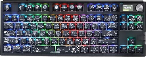 Glacier Skyloong GK87 Pro Youth TKL Layout لاسلكي/سلكي قابل للفصل USB-C لوحة مفاتيح ميكانيكية قابلة للتبديل السريع مع شاشة عرض صغيرة ومقبض، شريط مساحة منفصل متوافق (عالم) in Kuwait