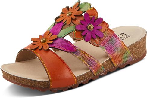 Spring Step L'Artiste Women's LAVONDA - Hand-Painted Floral Sandals with Padded Footbed in Saudi Arabia