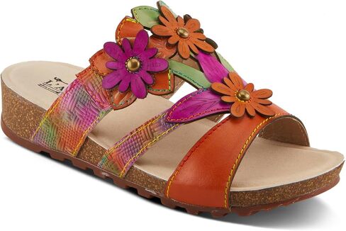 Spring Step L'Artiste Women's LAVONDA - Hand-Painted Floral Sandals with Padded Footbed in Saudi Arabia