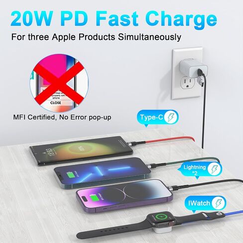 New Watch Charger for Apple Watch/iPhone/Airpods, 4 in 2 USB C Fast Watch Charger Cable iWatch Charging Cable for iWatch Series 3/4/5/6/7/8/SE/Ultra Portable Charger Cord 6FT in Saudi Arabia