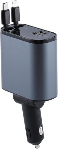 شاحن سيارة Amiss، كابلات قابلة للسحب وشاحن سيارة USB، ملحقات شاحن سيارة سريع 4 في 1، متوافق مع iPhone 15/14/13/12/11، وSamsung in Kuwait