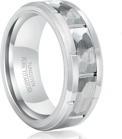 TGNEL 8mm التنغستن مطروق رجل الزفاف الفرقة وعد الدائري بالنسبة له، الأزياء والعتاد خاتم الخطوبة الراحة تناسب حجم 8-14 in Kuwait