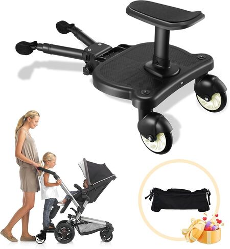 Universal Stroller Board, Buggy Board with Detachable Seat, 2 in1 Sit and Stand Stroller Glider Board with Stroller Organize,for 2-6-year-old Children(55lbs),Suitable for 99% of Strollers,White in Saudi Arabia