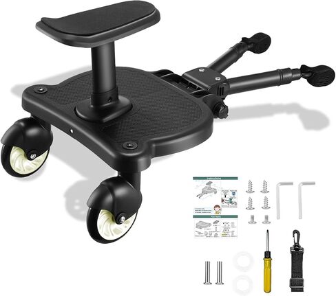 Universal Stroller Board, Buggy Board with Detachable Seat, 2 in1 Sit and Stand Stroller Glider Board with Stroller Organize,for 2-6-year-old Children(55lbs),Suitable for 99% of Strollers,White in Saudi Arabia