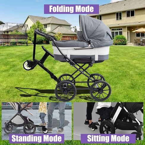 Universal Stroller Board, Buggy Board with Detachable Seat, 2 in1 Sit and Stand Stroller Glider Board with Stroller Organize,for 2-6-year-old Children(55lbs),Suitable for 99% of Strollers,White in Saudi Arabia