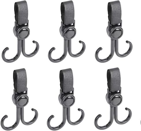 Adjustable Stroller Hook Hanger, Storage Hook Clip for Indoor and Outdoor Hanging Shopping Dressing and Diaper Bag, 6Pcs in Saudi Arabia
