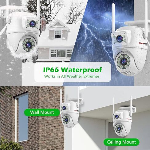 Dual Lens Security Camera Wireless Outdoor, Outdoor Camera with 3M Cord for Home, 24/7 Recording, AI Human Tracking, Full Color Night, IP66 Waterproof, 2-Way Talk,SD/Cloud Storage in Kuwait