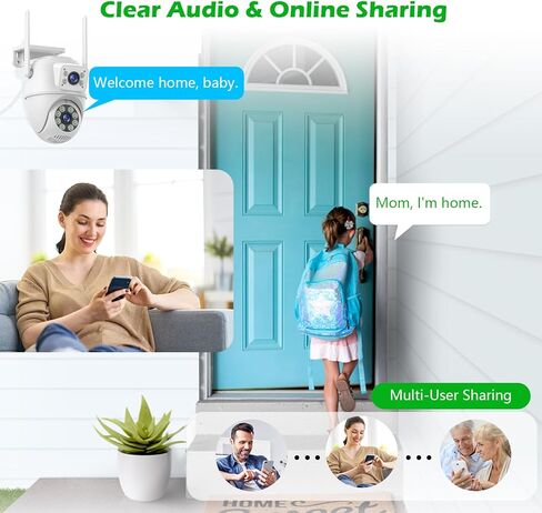 Dual Lens Security Camera Wireless Outdoor, Outdoor Camera with 3M Cord for Home, 24/7 Recording, AI Human Tracking, Full Color Night, IP66 Waterproof, 2-Way Talk,SD/Cloud Storage in Kuwait