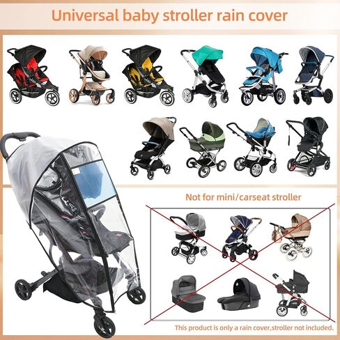 Stroller Rain Cover-Nylon Webbing Stroller Rain Cover Universal, with Mesh Ventilation Holes Lightweight Stroller Cover, Waterproof Windproof Baby Travel Gear, for Most Standard Size Strollers in Saudi Arabia