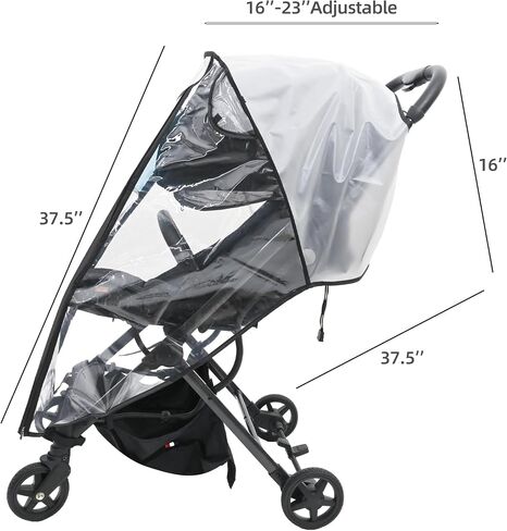 Stroller Rain Cover-Nylon Webbing Stroller Rain Cover Universal, with Mesh Ventilation Holes Lightweight Stroller Cover, Waterproof Windproof Baby Travel Gear, for Most Standard Size Strollers in Saudi Arabia