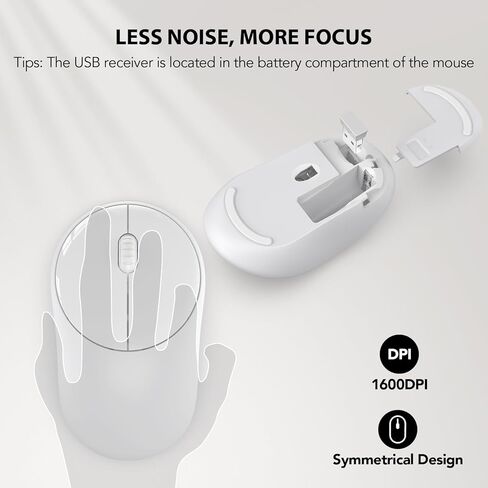 مجموعة لوحة مفاتيح وماوس لاسلكية، مجموعة ماوس لوحة مفاتيح USB لاسلكية كاملة الحجم، عمر بطارية طويل، اتصال مجاني بسرعة 2.4 جيجا هرتز، للكمبيوتر/الكمبيوتر المحمول/ويندوز/ماك من TRUEQUE، أبيض عاجي in Kuwait