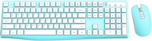 لوحة مفاتيح وماوس لاسلكيان، ماوس ولوحة مفاتيح لاسلكيان 2.4G، ماوس نحيف 3 مستويات DPI، توصيل وتشغيل سريع الاستجابة للكمبيوتر المحمول والكمبيوتر الشخصي - حجم كامل - أزرق in Kuwait