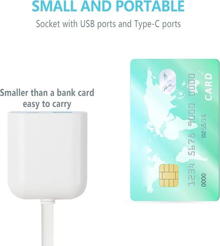 محطة شحن سريعة من UCOMEN مع منفذي USB، النوع A والنوع C. 5V 3.5A USB مع سلك تمديد 1.5 متر، تصميم محمول وفريد ​​من نوعه باللونين الأزرق والوردي - عبوتان in Saudi Arabia