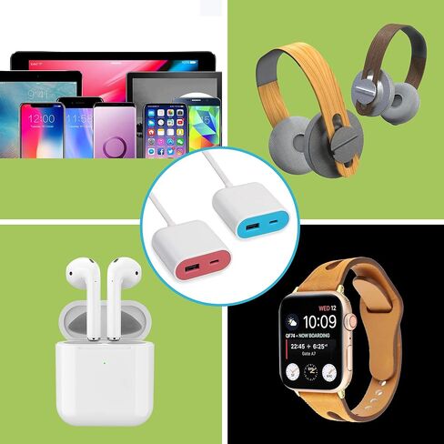 محطة شحن سريعة من UCOMEN مع منفذي USB، النوع A والنوع C. 5V 3.5A USB مع سلك تمديد 1.5 متر، تصميم محمول وفريد ​​من نوعه باللونين الأزرق والوردي - عبوتان in Saudi Arabia