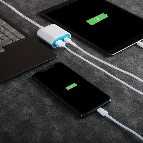 محطة شحن سريعة من UCOMEN مع منفذي USB، النوع A والنوع C. 5V 3.5A USB مع سلك تمديد 1.5 متر، تصميم محمول وفريد ​​من نوعه باللونين الأزرق والوردي - عبوتان in Saudi Arabia