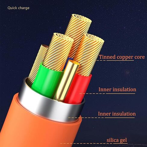 Orange 3 in 1 Multi USB Cable 100W Multi Charger Cable Fast Charging Cable Fast and Stable Charging to Various Mobile Phones with Type-C/Android/Charging Ports(2m/78.7inch) in Saudi Arabia