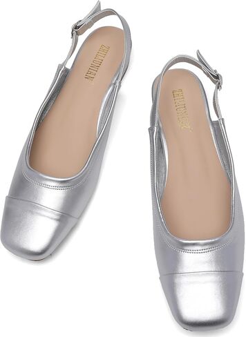 Women's Slingback low heel Pumps,Ladies closed Square Toe wedge Sandals Dressy Casual Trendy Comfortable Buckle Fancy Business Office Teacher Holiday Leather Shoe in Saudi Arabia