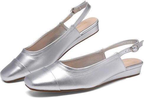 Women's Slingback low heel Pumps,Ladies closed Square Toe wedge Sandals Dressy Casual Trendy Comfortable Buckle Fancy Business Office Teacher Holiday Leather Shoe in Saudi Arabia