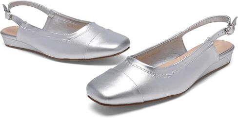 Women's Slingback low heel Pumps,Ladies closed Square Toe wedge Sandals Dressy Casual Trendy Comfortable Buckle Fancy Business Office Teacher Holiday Leather Shoe in Saudi Arabia