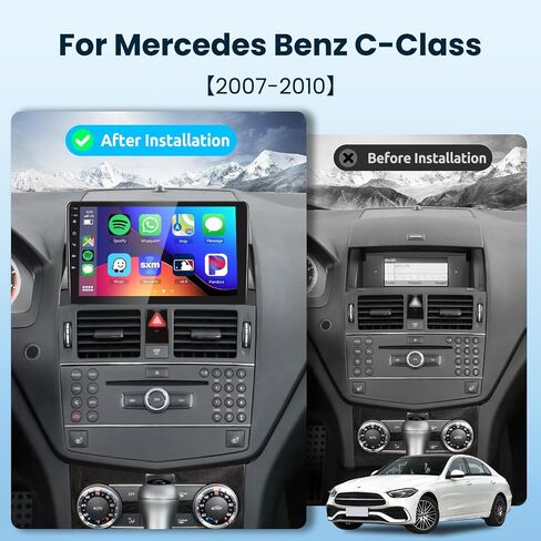 2+64 جيجا ستيريو سيارة أندرويد لمرسيدس بنز C كلاس W204 S204 2006-2011 مع Carplay اللاسلكي وAndroid Auto، شاشة لمس 9 بوصة راديو السيارة يدعم بلوتوث GPS WiFi HiFi USB SWC FM+HD كاميرا احتياطية in Saudi Arabia