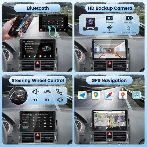 2+64 جيجا ستيريو سيارة أندرويد لمرسيدس بنز C كلاس W204 S204 2006-2011 مع Carplay اللاسلكي وAndroid Auto، شاشة لمس 9 بوصة راديو السيارة يدعم بلوتوث GPS WiFi HiFi USB SWC FM+HD كاميرا احتياطية in Saudi Arabia